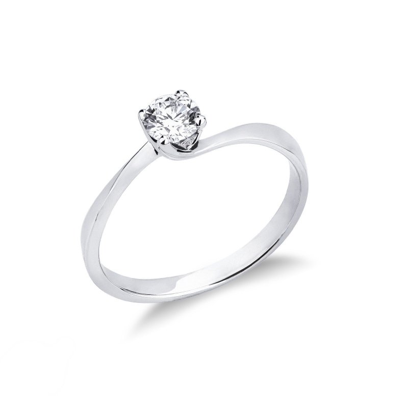 Bague solitaire brillante 0,30 ct or blanc 18k