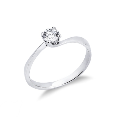 Bague solitaire brillante 0,30 ct or blanc 18k