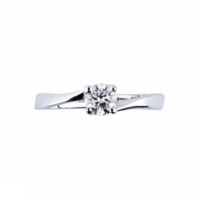 Bague solitaire diamant 0,40 ct or blanc 750