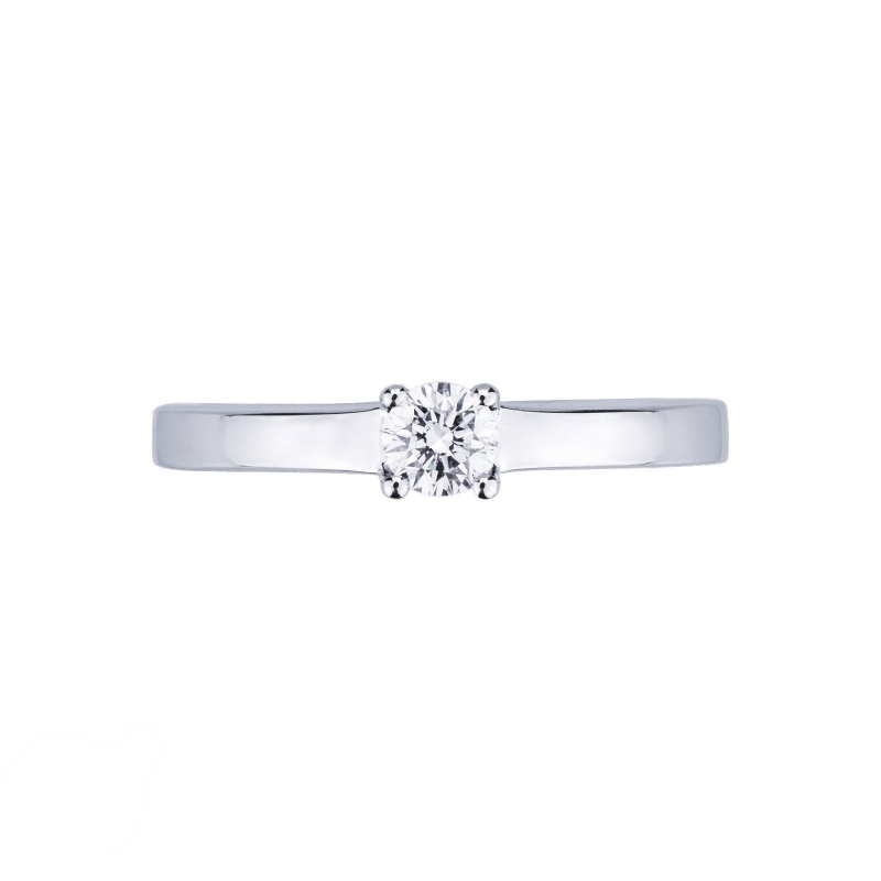 Bague solitaire en or blanc 18k avec diamant brillant ct. 0,25
