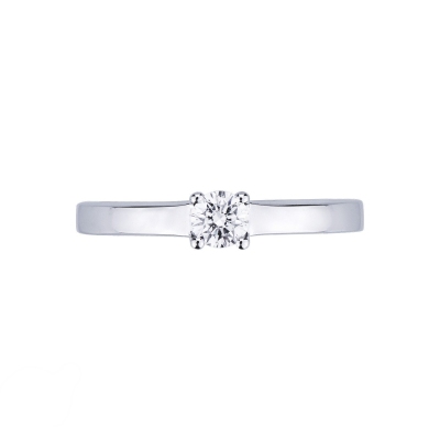 Bague solitaire en or blanc 18k avec diamant brillant ct. 0,25