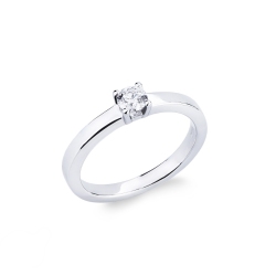 Bague solitaire en or blanc 18k avec diamant brillant ct. 0,25