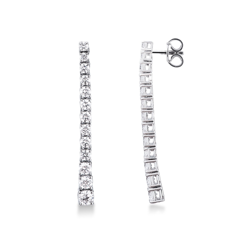 Boucles d’oreilles tennis en or blanc 18k à design dégradé 1,55 ct