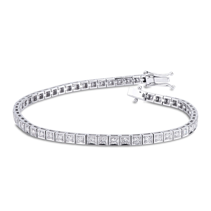 Bracelet tennis diamants or blanc 18k 