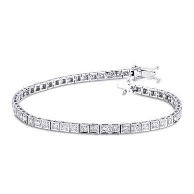 Bracelet tennis diamants or blanc 18k 