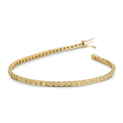 Bracelet carré en or jaune 18k serti de diamants