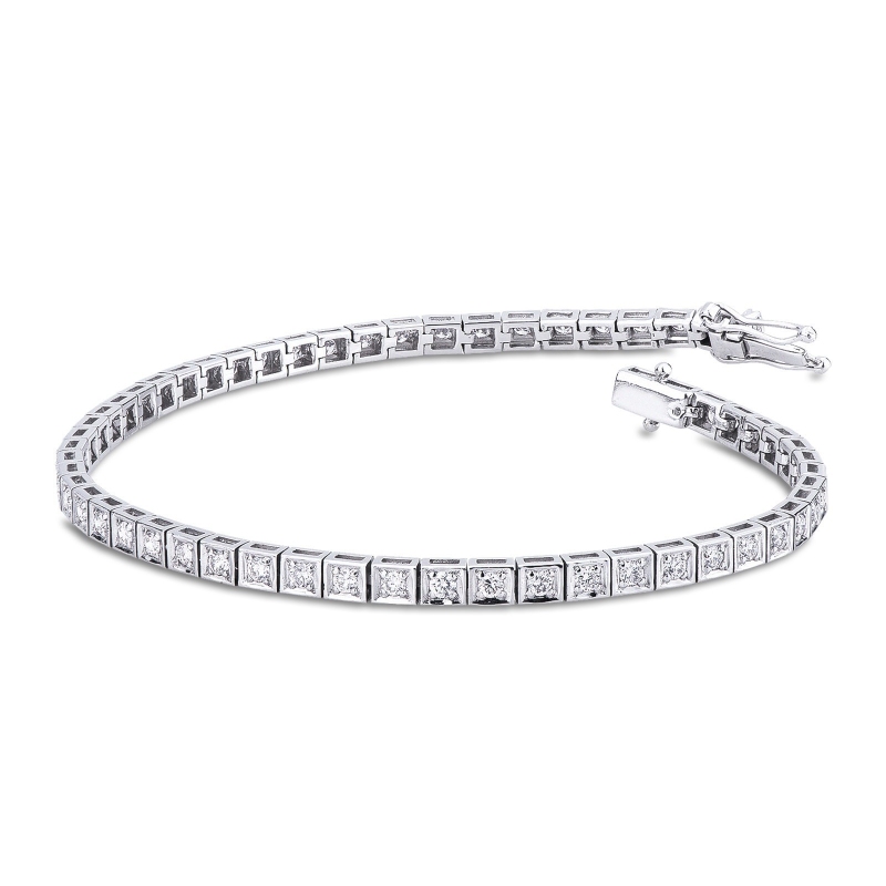 Bracelet tennis en or blanc 18k avec diamants 0.02 ct