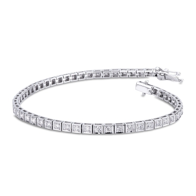 Bracelet tennis en or blanc 18k avec diamants 0.02 ct