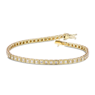 Bracelet de tennis en or jaune 18 carats serti de diamants 1.15ct