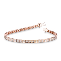 Bracelet Tennis Or Rose 18k diamants 
