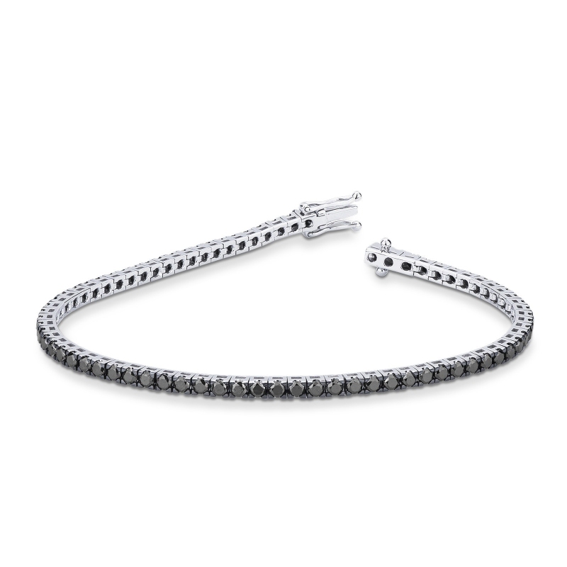 Bracelet en Or Blanc 18k avec Diamants Noirs 3,05 ct