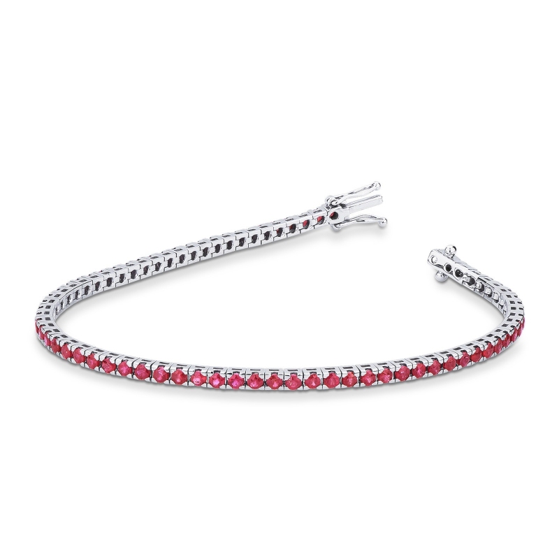 Bracelet Tennis en or blanc 18k serti de rubis taille brillant
