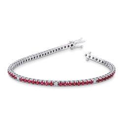 Bracelet rivière en Or Blanc 18k avec Rubis et Diamants