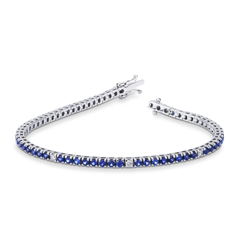 Bracelet en Or Blanc 750 Saphirs & Diamants
