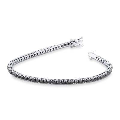Bracelet avec Diamants Noirs Tennis en Or Blanc 18k 