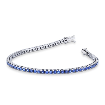 Bracelet Tennis or blanc 18k avec saphirs bleus 3.96 ct