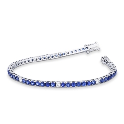 Bracelet riviere en Or Blanc 18k avec Saphir Bleu
