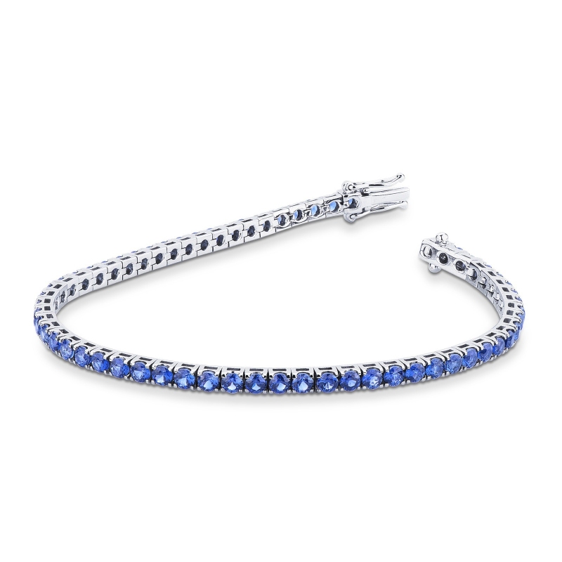 Bracelet  avec saphirs bleus Tennis en or blanc 750 