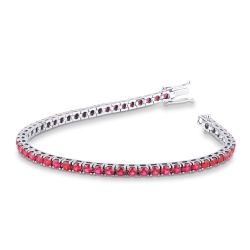 Bracelet Tennis Or Blanc 18k et Rubis