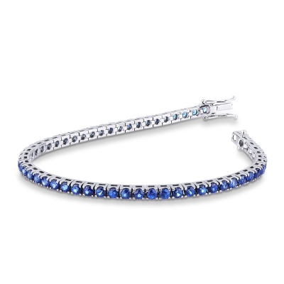 Bracelet Tennis en Or Blanc 18k avec Saphirs 
