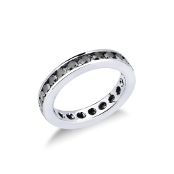 Bague Eternity rail en or blanc 18k avec diamants noirs