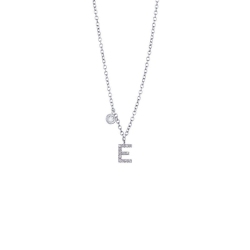 Collier lettre E personnalisable or blanc et diamants 