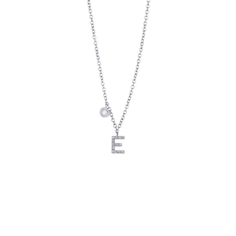 Collier lettre E personnalisable or blanc et diamants 