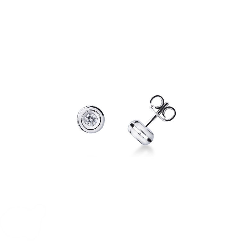 Boucles d'oreilles puce en diamant 0.10 ct or blanc 18k