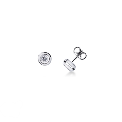 Boucles d'oreilles puce en diamant 0.10 ct or blanc 18k