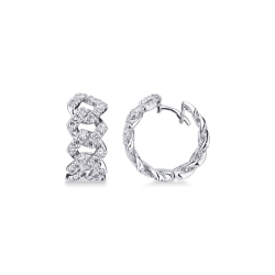 Boucles d oreilles Cuban Link en or blanc 18k avec diamants