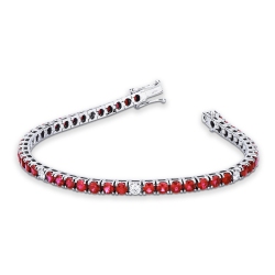Bracelet tennis à griffes en or blanc 18 ct serti de rubis