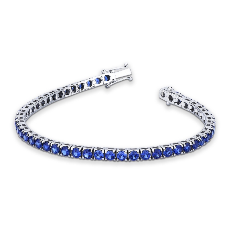 Bracelet tennis avec saphirs bleus en or blanc 18k 