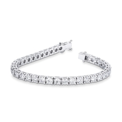 Bracelet tennis griffé en or blanc 18k avec diamants