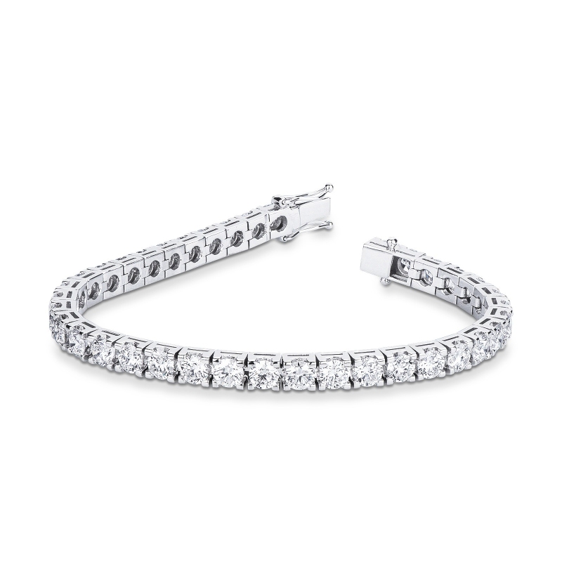 Bracelet tennis griffé en or blanc 18k avec diamants