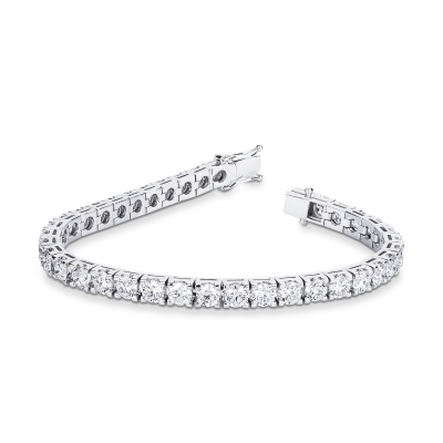 Bracelet tennis griffé en or blanc 18k avec diamants
