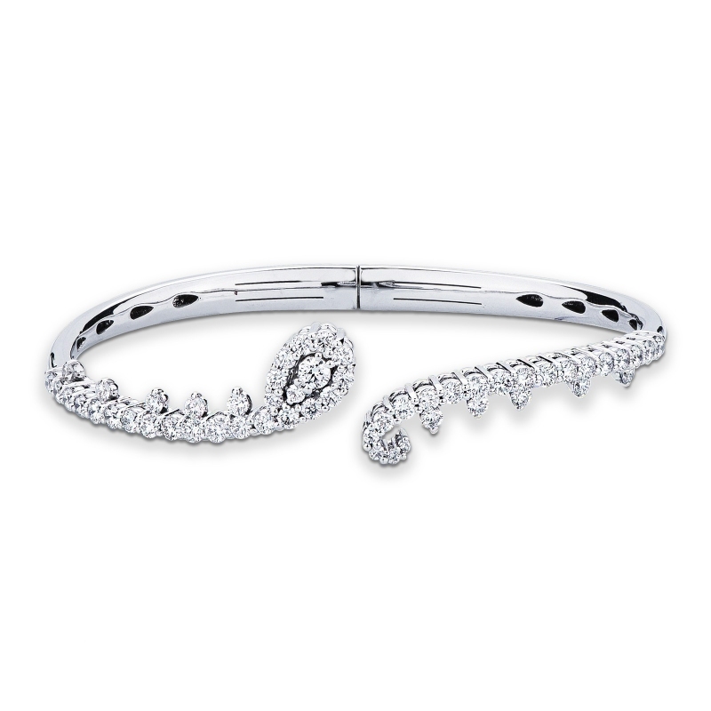 Bracelet rigide en or blanc 18 carats et diamants