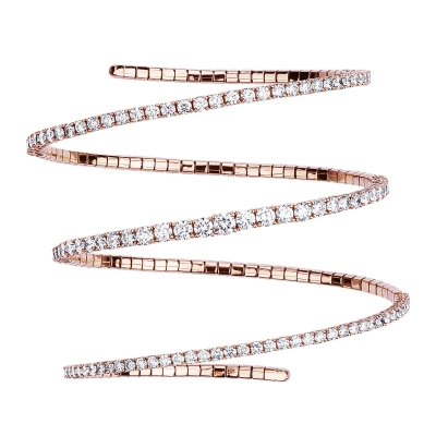 Bracelet Flexible en Diamants en Or Rose 18k Diamants Naturels