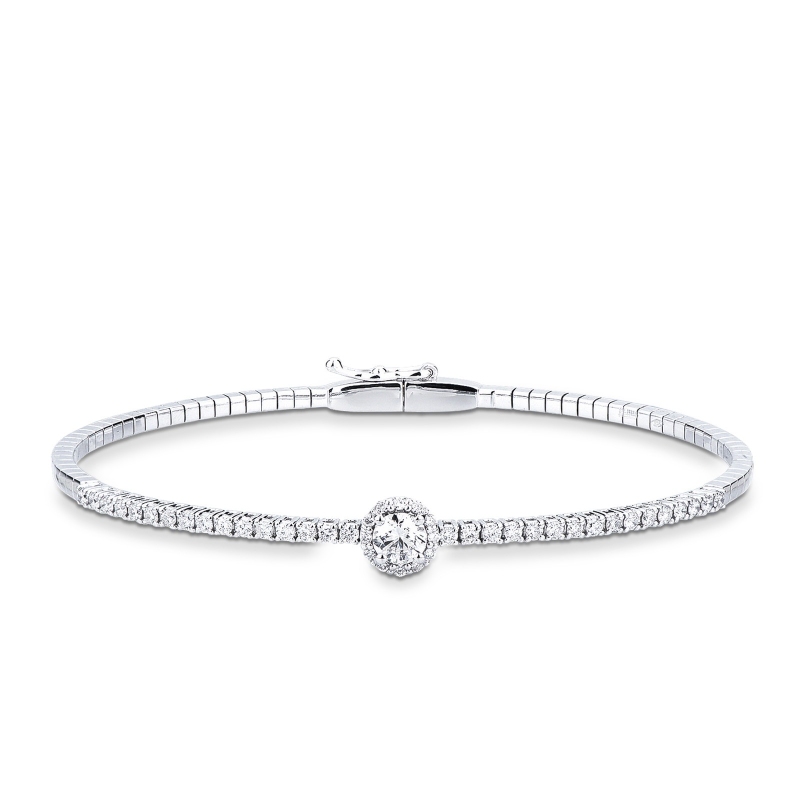 Bracelet semi-rigide en or blanc 18K avec diamants 