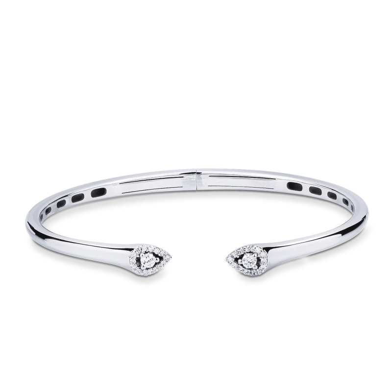 Bracelet or blanc 18k avec diamants aux extrémités