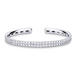 Bracelet rigide en or blanc 18k double rangee de diamants