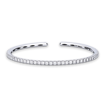 Bracelet rigide en or blanc 18 carats avec diamants
