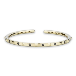 Bracelet femme rigide or jaune 18k avec diamants noirs