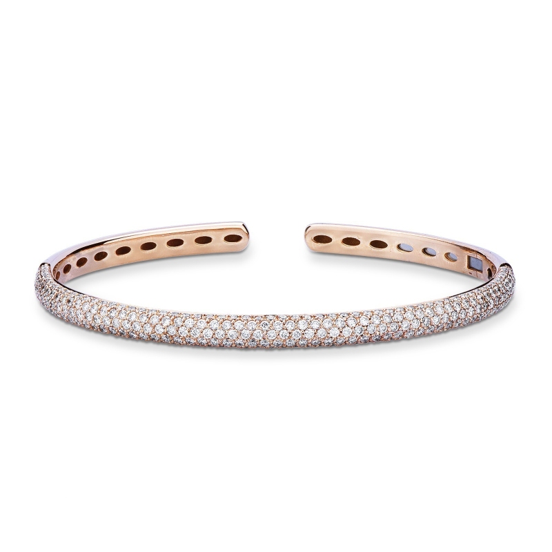 Bracelet rigide en or rose 18 carats avec pavé de diamants