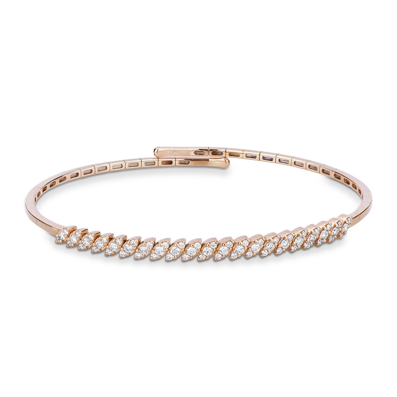 Bracelet ressort en or rose 18k avec diamants 