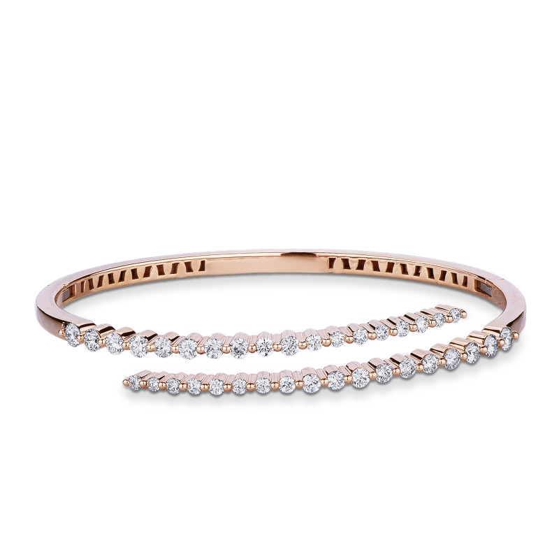 Bracelet rigide en or rose 18k avec diamants