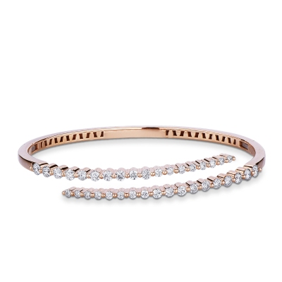 Bracelet rigide en or rose 18k avec diamants