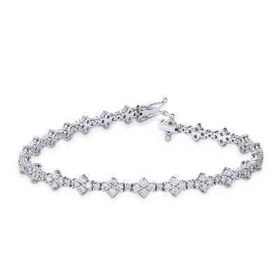 Bracelet semi-rigide en or blanc 18 carats orné de diamants
