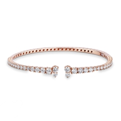 Bracelet rigide en or rose avec diamants, diamètre 6 cm