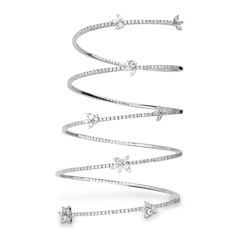 Bracelet à ressort en or blanc 18 carats avec diamants