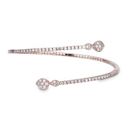 Bracelet semi rigide en or rose 18k avec gouttes et diamants